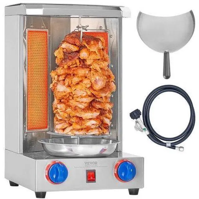 Main image of VEVOR Shawarma Grill Machine, 13 lbs Capacity, Chicken Shawarma Cooker Machine with 2 Burners, Gas Vertical Broiler Gyro Rotisserie Oven Doner Kebab Machine, for Home Restaurant Kitchen Parties