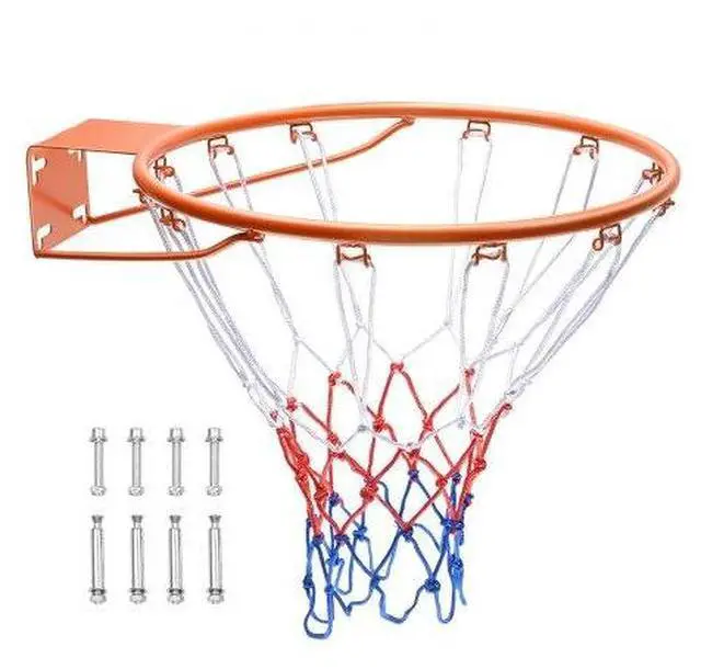 Main image of VEVOR Basketball Rim, Wall Door Mounted Basketball Hoop, Heavy Duty Q235 Basketball Flex Rim Goal Replacement with Net, Standard 18" Indoor and Outdoor Hanging Basketball Hoop for Kids Adults