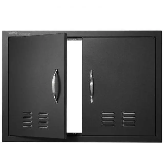 Main image of VEVOR BBQ Access Door, 30W x 21H Inch Double Outdoor Kitchen Door, Cold Plate Flush Mount Door, Wall Vertical Door with Handles and Ventss, for BBQ Island, Grilling Station, Outside Cabinet