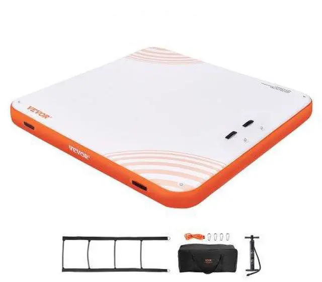 Main image of VEVOR Inflatable Floating Dock, 7 x 7FT Inflatable Dock Platform, Non-Slip Water Floating Dock Mat with Portable Carrying Bag & Detachable Ladder, Floating Platform Island Raft for Pool Beach Ocean