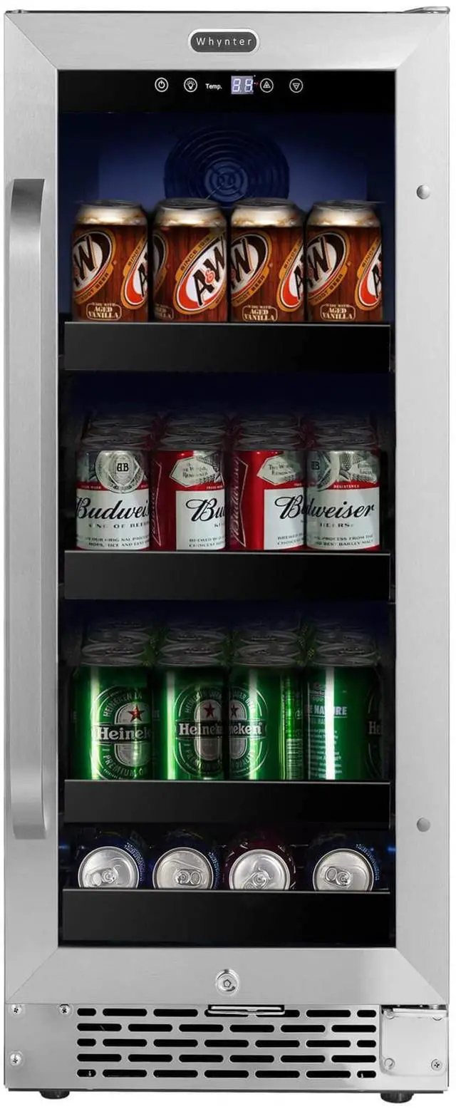 Alt view image 8 of 14 - Whynter BBR-838SB 15 inch Built-In 80 Can Undercounter Stainless Steel Beverage Refrigerator with Reversible Door, Digital Control, Lock and Carbon Filter