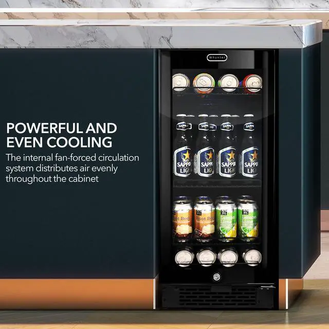 Alt view image 10 of 15 - Whynter Built-in Black Glass 80-can capacity 3.4 cu ft. Beverage Refrigerator