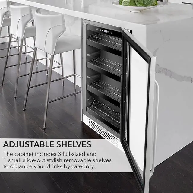 Alt view image 14 of 14 - Whynter BBR-838SB 15 inch Built-In 80 Can Undercounter Stainless Steel Beverage Refrigerator with Reversible Door, Digital Control, Lock and Carbon Filter