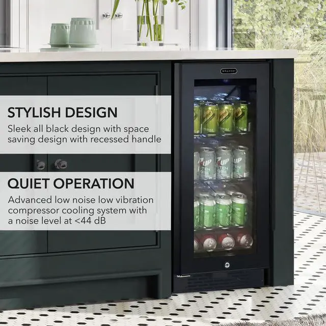 Alt view image 11 of 15 - Whynter Built-in Black Glass 80-can capacity 3.4 cu ft. Beverage Refrigerator