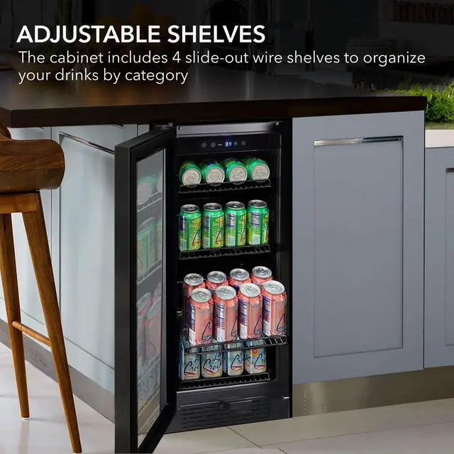 Alt view image 12 of 15 - Whynter Built-in Black Glass 80-can capacity 3.4 cu ft. Beverage Refrigerator