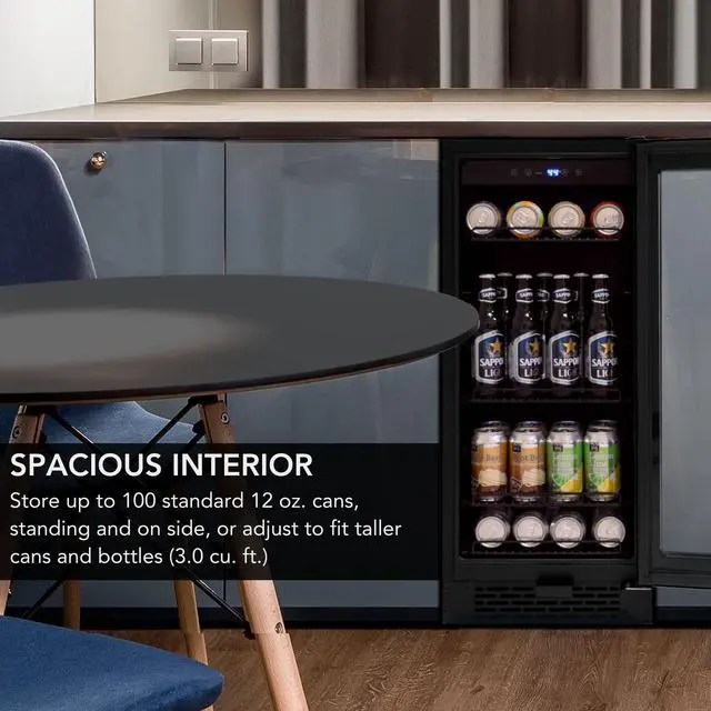 Alt view image 13 of 15 - Whynter Built-in Black Glass 80-can capacity 3.4 cu ft. Beverage Refrigerator