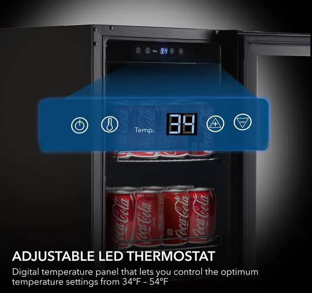 Alt view image 14 of 15 - Whynter Built-in Black Glass 80-can capacity 3.4 cu ft. Beverage Refrigerator