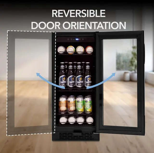 Alt view image 15 of 15 - Whynter Built-in Black Glass 80-can capacity 3.4 cu ft. Beverage Refrigerator