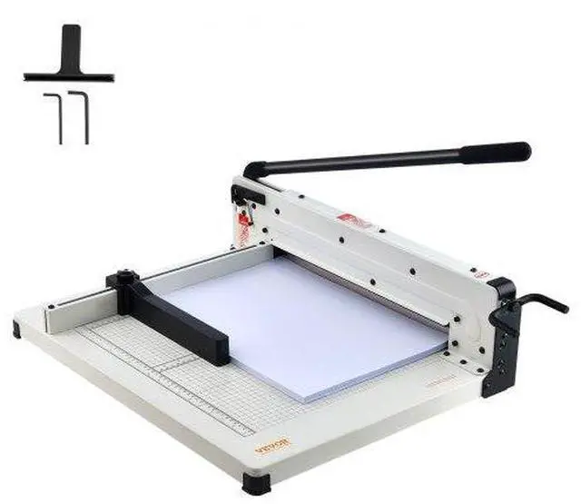 Main image of VEVOR  Heavy Duty Paper Cutter, 17" Industrial Commercial Guillotine Paper Cutter for A3 Paper, 400 Sheet Capacity, Solid Steel Construction, Stack Paper Trimmer for Office Home School Shop, White