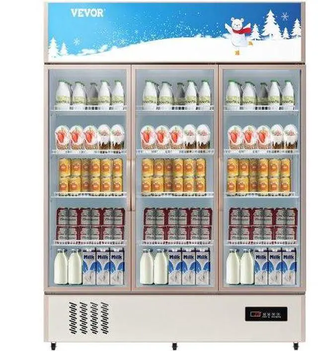 Alt view image 3 of 3 - VEVOR Commercial Refrigerator,Display Fridge Upright Beverage Cooler, Glass Door with LED Light for Home, Store, Gym or Office, (35 cu.ft. Triple Swing Door)