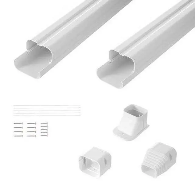 Alt view image 2 of 3 - VEVOR Mini Split Line Set Cover 3-inch W 7.4Ft L, PVC Decorative Pipe Line Cover For Air Conditioner with 2 Straight Ducts & Full Components Easy to Install, Paintable for Heat Pumps, White