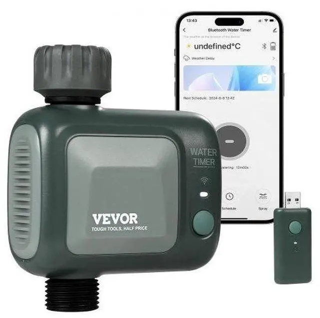 Main image of VEVOR  WiFi Sprinkler Timer, Single Outlet, Smart Hose Faucet Water Timer with Brass Inlet, APP Control via 2.4Ghz WiFi or Bluetooth, Voice Control with Alexa Google Assistant, IPX6 for Yard Watering