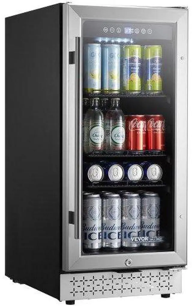 Main image of VEVOR Beverage Refrigerator Cooler 88 Can Mini Soda Beer Cooler Fridge Glass Door