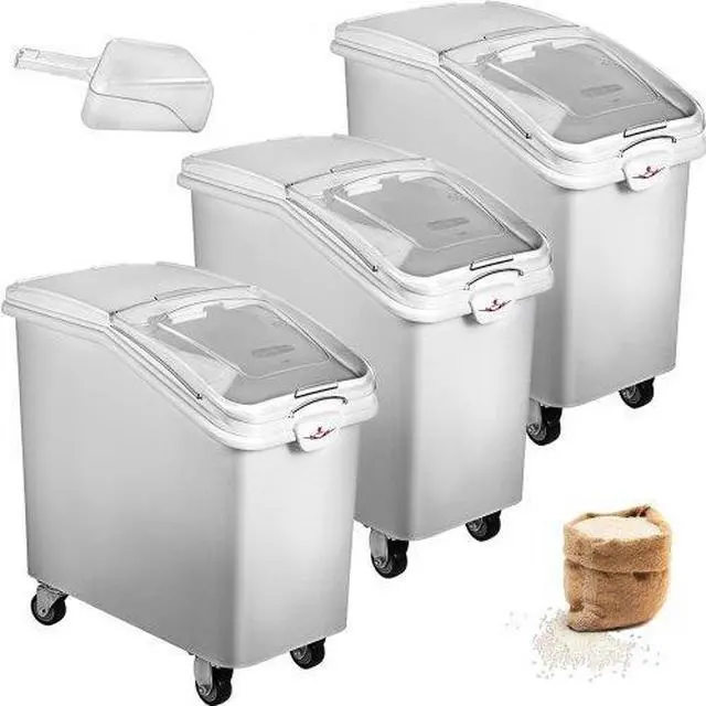 Alt view image 3 of 3 - VEVOR 3 Pack Dry Ingredient 21 Gallon Storage Bin Caster Commercial Restaurant Kitchen