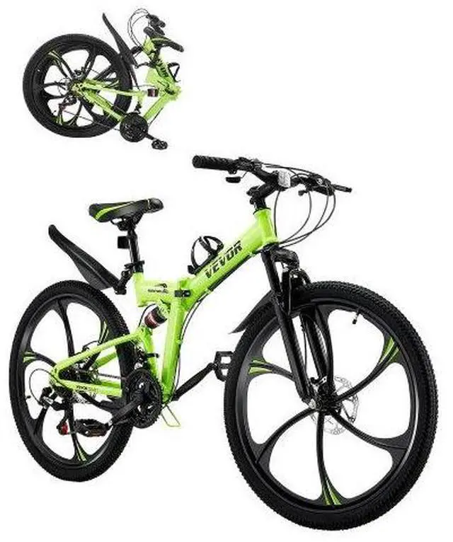 Main image of VEVOR 26" Folding Mountain Bike MTB Bicycle 21 Speed Full Suspension Dual Disc Brakes