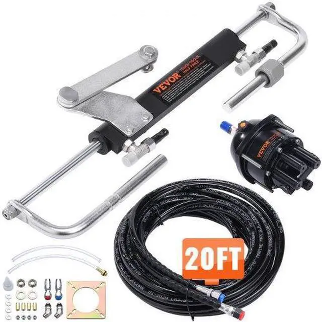 Alt view image 3 of 4 - VEVOR Hydraulic Steering Kit 90HP Hydraulic Outboard Steering Kit with Helm Pump Cylinder Marine Steering System Kit