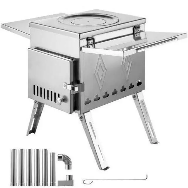 Alt view image 3 of 3 - VEVOR Tent Wood Stove Camping Wood Stove Ss304, With Folding Pipe, 95.7"total Height