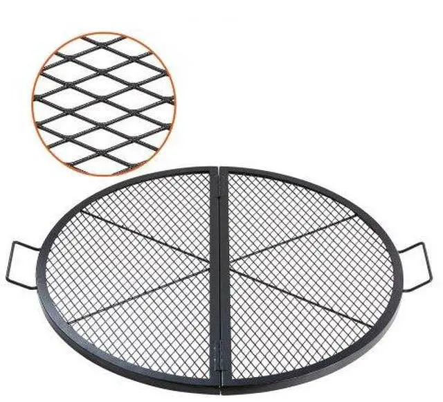 Alt view image 2 of 3 - VEVOR X-Marks Fire Pit Grill Grate, Foldable Round Cooking Grate, Heavy Duty Steel Campfire BBQ Grill Grid with Handle and Support X Wire, Portable Camping Cookware for Outside Party, 36 Inch Black