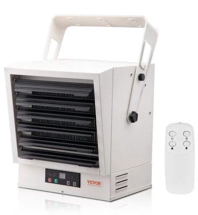 Alt view image 2 of 3 - VEVOR Electric Garage Heater, 10000-Watt Digital Fan-Forced Wall/Ceiling Mount Shop Heater, with Remote Control Overheat Protection, Hardwired Heater with 9-Hour Timer, Ideal for Workshop, ETL Listed