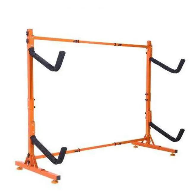 Alt view image 2 of 3 - VEVOR Freestanding Kayak Storage Rack, Kayak Stand for 2 Kayak Canoe Paddleboard, Heavy-duty Steel Kayak Hanger Holder with Padded Arms and Adjustable Width, 175LBS Max Load, for Indoor Outdoor Garage