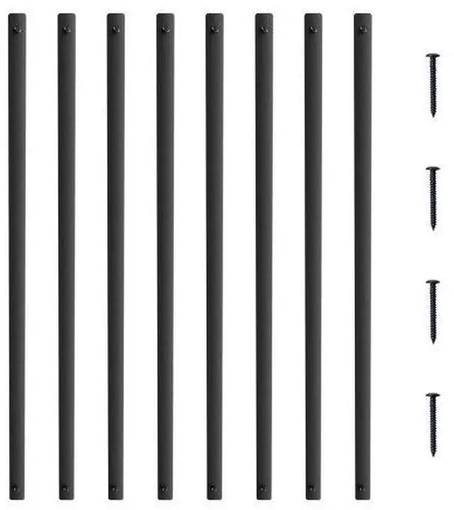 Alt view image 2 of 3 - VEVOR Staircase Metal Balusters, 29.5'' x 1'' Flat Aluminum Alloy Decorative Banister Spindles, 51 Pack Deck Baluster with Screws, Classic Hollow Deck Railing Satin Black Powder Coated for Porch