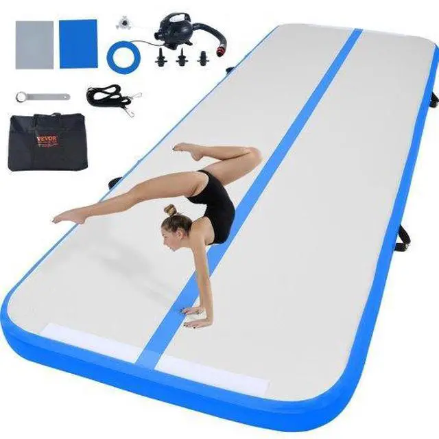 Alt view image 2 of 3 - VEVOR Gymnastics Air Mat, 4 inch Thickness Inflatable Gymnastics Tumbling Mat, Tumble Track with Electric Pump, Training Mats for Home Use/Gym/Yoga/Cheerleading/Beach/Park/Water, 10 ft, Blue