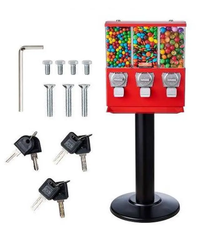 Main image of VEVOR Gumball Machine with Stand Vending Coin Bank Vintage Candy Dispenser Red