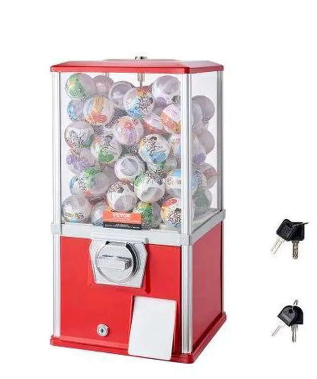 Alt view image 2 of 3 - VEVOR 21"H Gumball Machine Vending Coin Bank Vintage Gumballs Dispenser PS Red