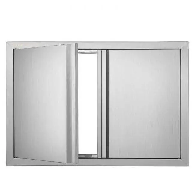 Alt view image 2 of 3 - VEVOR BBQ Access Door, 28W x 19H Inch Double Outdoor Kitchen Door, Stainless Steel Flush Mount Door, Wall Vertical Door with Recessed Handles , for BBQ Island, Grilling Station, Outside Cabinet