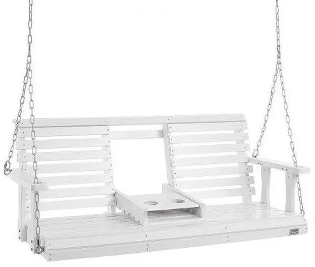 Main image of VEVOR Wooden Porch Swing 5 ft, Patio bench swing for Courtyard & Garden, Upgraded 880 lbs Strong Load Capacity, Heavy Duty Swing Chair Bench with Hanging Chains for Outdoors, White