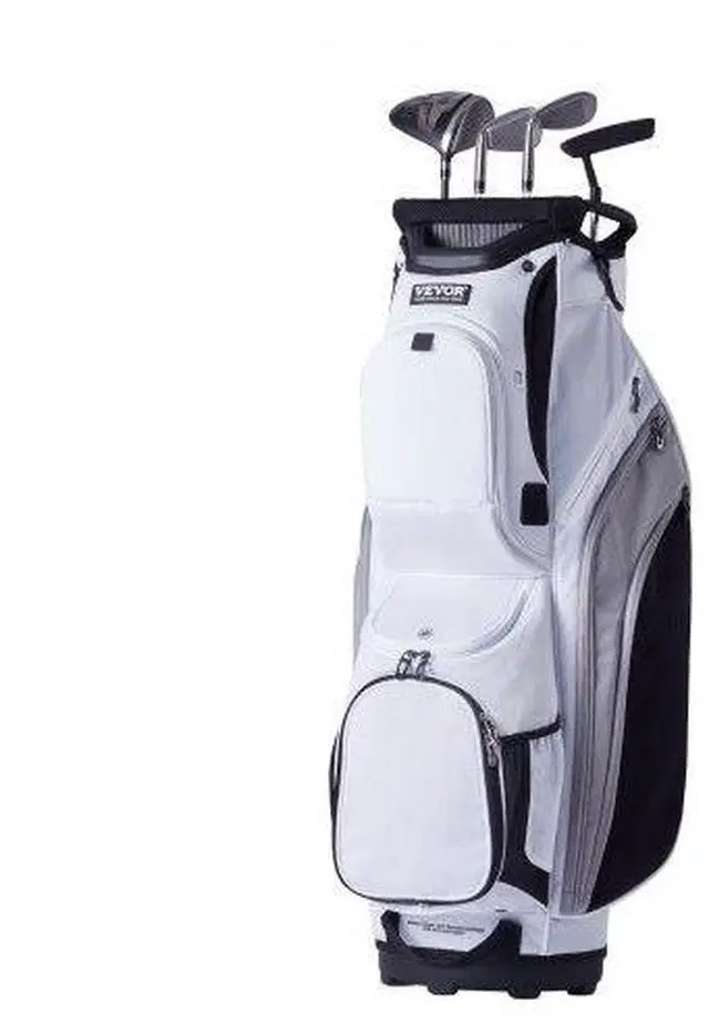 Main image of VEVOR Golf Cart Bag with 14 Way Organizer Divider Top, 36 13 Pockets Premium Nylon Cart Bag, Durable Golf Bags with Handles & Dust Cover & Detachable Straps for Men & Women, White Color-Block