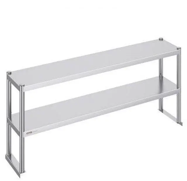 Main image of VEVOR Double Overshelf, Double Tier Stainless Steel Overshelf, 12 x 60 Inch Double Deck Overshelf, Height Adjustable Overshelf Prep Work Table for Kitchen, Restaurant and Workshop