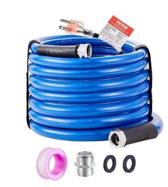 Main image of VEVOR 25ft Heated Water Hose for RV, Heated Drinking Water Hose Antifreeze to -45°F, Automatic Self-regulating, 5/8" I.D. with 3/4" GHT Adapter, Lead and BPA Free