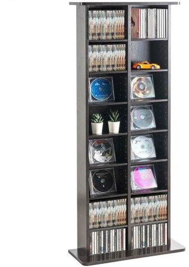 Main image of VEVOR Media Storage Cabinet, 8-Layer DVD Shelf Holds 464 CDs, Adjustable CD Shelves 16 Compartments, Protects & Organizes Music, Movie, Video Games or Memorabilia Collections,  Nut-brown