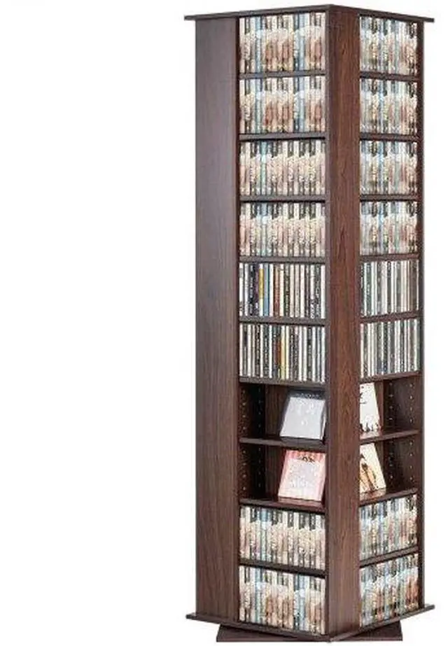 Main image of VEVOR Media Storage Cabinet, 4-Layer DVD Shelf Holds 1040 CDs, Adjustable CD Shelves 34 Compartments, Protects & Organizes Music, Movie, Video Games or Memorabilia Collections, Nut-brown