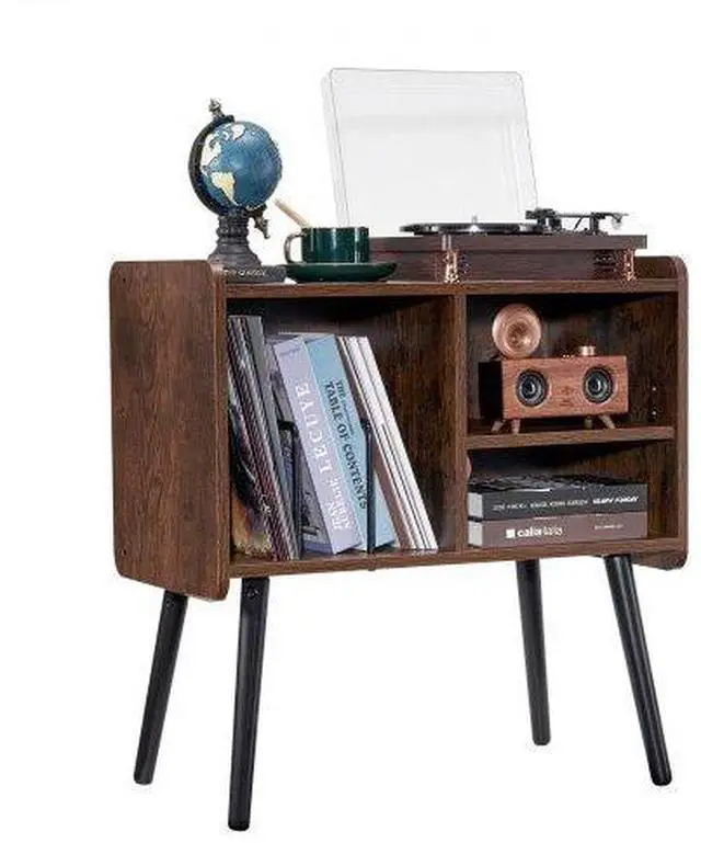 Main image of VEVOR Record Player Stand, Turntable Stand Holds Up to 110 Albums, Vintage Vinyl Record Cabinet with Removable Shelves, Record Player Table with Adjustable Height for Living Room, Bedroom, Brown
