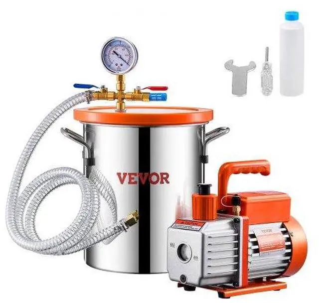 Main image of VEVOR 1.5 Gallon Vacuum Chamber 3.5CFM Single Stage Pump Degassing Chamber Kit