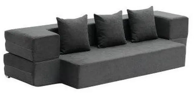 Main image of VEVOR Folding Sofa Bed 3-in-1 Foldable Couch Bed with 3 Pillows Dark Grey Twin