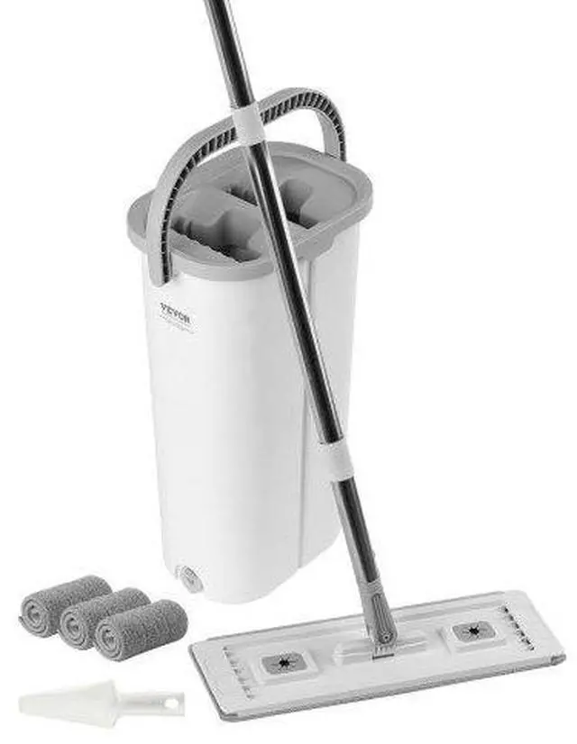Main image of VEVOR Mop and Bucket with Wringer Set, Wet & Dry Use, Flat Mop and Bucket System with 3 Washable Microfiber Pads, Flat Mop with Stainless Steel Handle, Mop Bucket Set for Hardwood Tile Vinyl