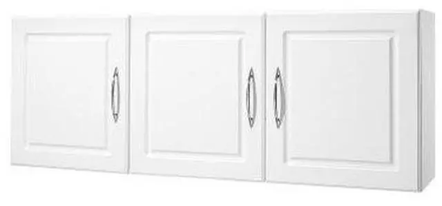 Main image of VEVOR Laundry Room Wall Cabinet, 2-Tier Wall Mounted Hanging Cabinet with 3 Doors, Cupboard Organizer with Adjustable Shelf, for Kitchen, Garage, Laundry, 12.44 x 54 x 20.31 in (D x W x H), White