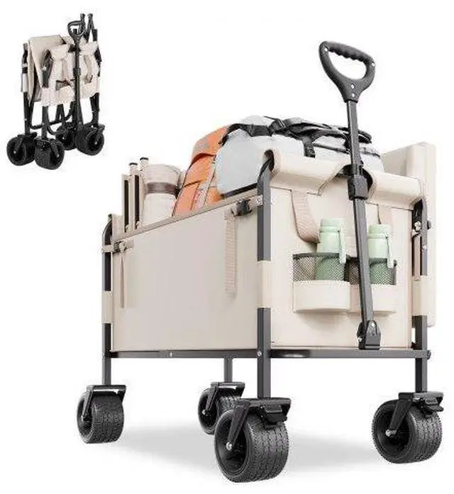 Main image of VEVOR Foldable Wagon Cart Converts to Bench 450lb Load & 220L Utility Wagon for Camp