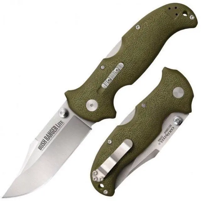 Alt view image 9 of 9 - COLD STEEL 21A COLD STEEL BUSH RANGER FOLDER 3.5 IN PLAIN OD GREEN HANDLE
