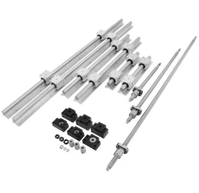Alt view image 2 of 8 - VEVOR Us Sbr20 Linear Rail Set+3 Ball Screw Rm1605-350/650/1050+bk/bf12+coupler Cnc