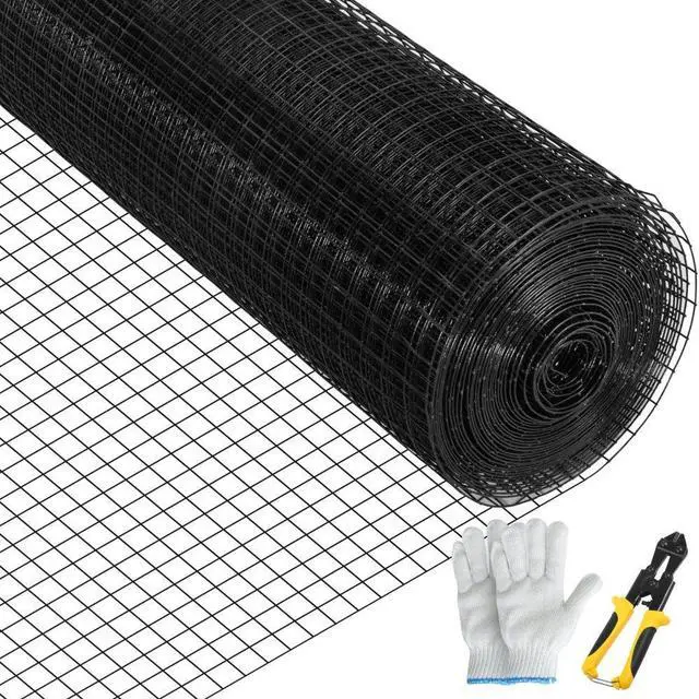 Alt view image 2 of 8 - VEVOR Hardware Cloth, 24" x 100' & 1"x1" Mesh Size, Galvanized Steel Vinyl Coated 16 Gauge Chicken Wire Fencing w/A Cutting Plier & A Pair of Fabric Gloves, for Garden Fencing & Pet Enclosures, Black