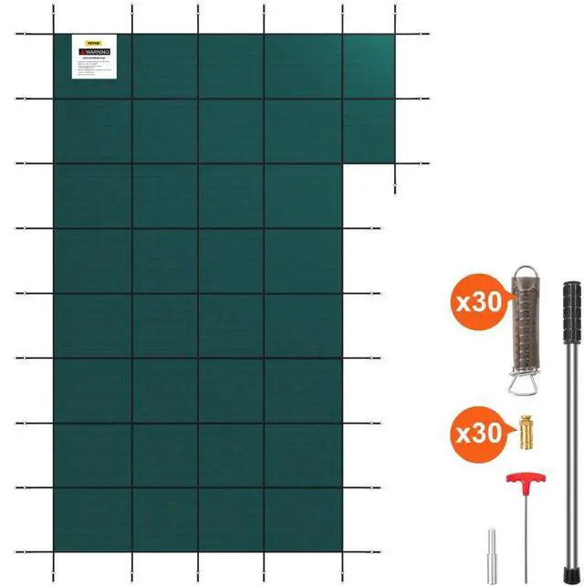 Alt view image 2 of 8 - VEVOR IngroundPool Safety Cover, Fits 20ftx 40 ftRectangular Winter Pool Cover with Right Step,Triple Stitched, High Strength Mesh PP, Good Rain Permeability, Installation Hardware Included