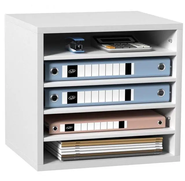 Alt view image 2 of 15 - VEVOR Literature Organizers, 5 Compartments Office Mailbox with Adjustable Shelves, Wood Literature Sorter 13.9x12x13 inches for Office, Home, Classroom, Mailrooms Organization, EPA Certified, White