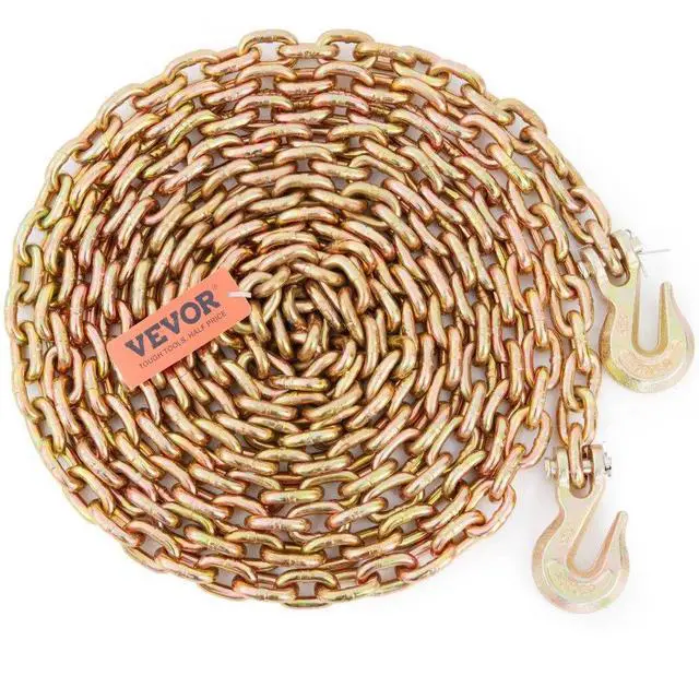 Alt view image 2 of 8 - VEVOR Transport Binder Chain, 4900 lbs Working Load Limit, 5/16'' x 20' G80 Tow Chain Tie Down with Grab Hooks, DOT Certified, Galvanized Coating Manganese Steel for Dock Factory Construction Site