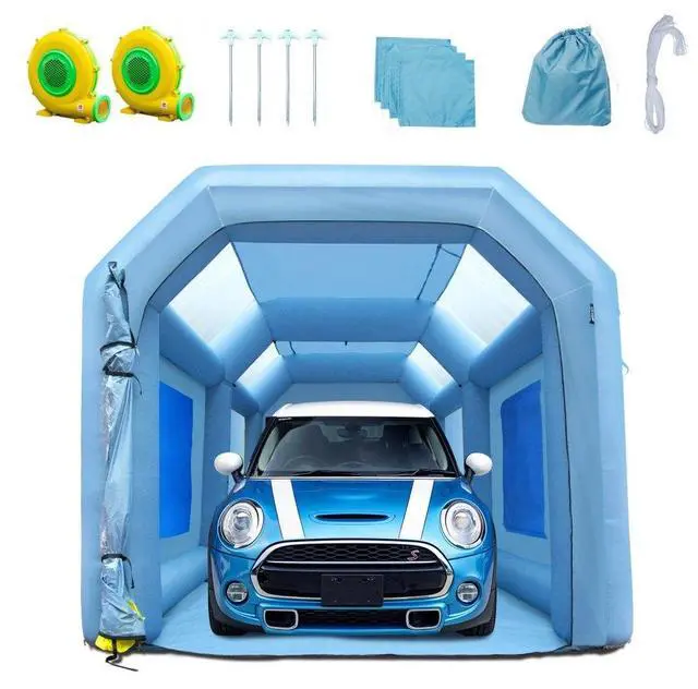 Alt view image 2 of 8 - VEVOR Inflatable Paint Booth, 20x10x8ft Inflatable Spray Booth, High Powerful 480W+750W Blowers Spray Booth Tent, Car Paint Tent Air Filter System for Car Parking Tent Workstation Motorcycle Garage