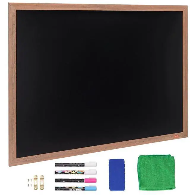 Main image of VEVOR Magnetic Chalk Board, Hanging Message Signs with Chalks & Eraser, Vintage Wooden Chalkboard Sign, Rustic Brown Framed Calendar and Bulletin Combo Boards, 35"x46", Kitchen, Home Decor, Wedding