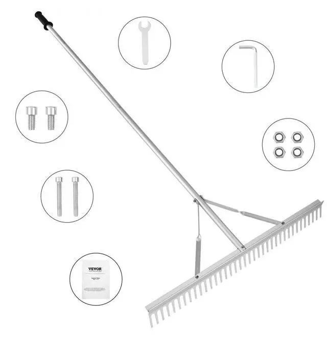 Main image of VEVOR Landscape Rake, 36" Head Aluminum Landscape Rake, Lake Weed Rake with 75" Long Handle, for Loosening Soil, Lawn Care, Weeding Lake, Garden, Pond